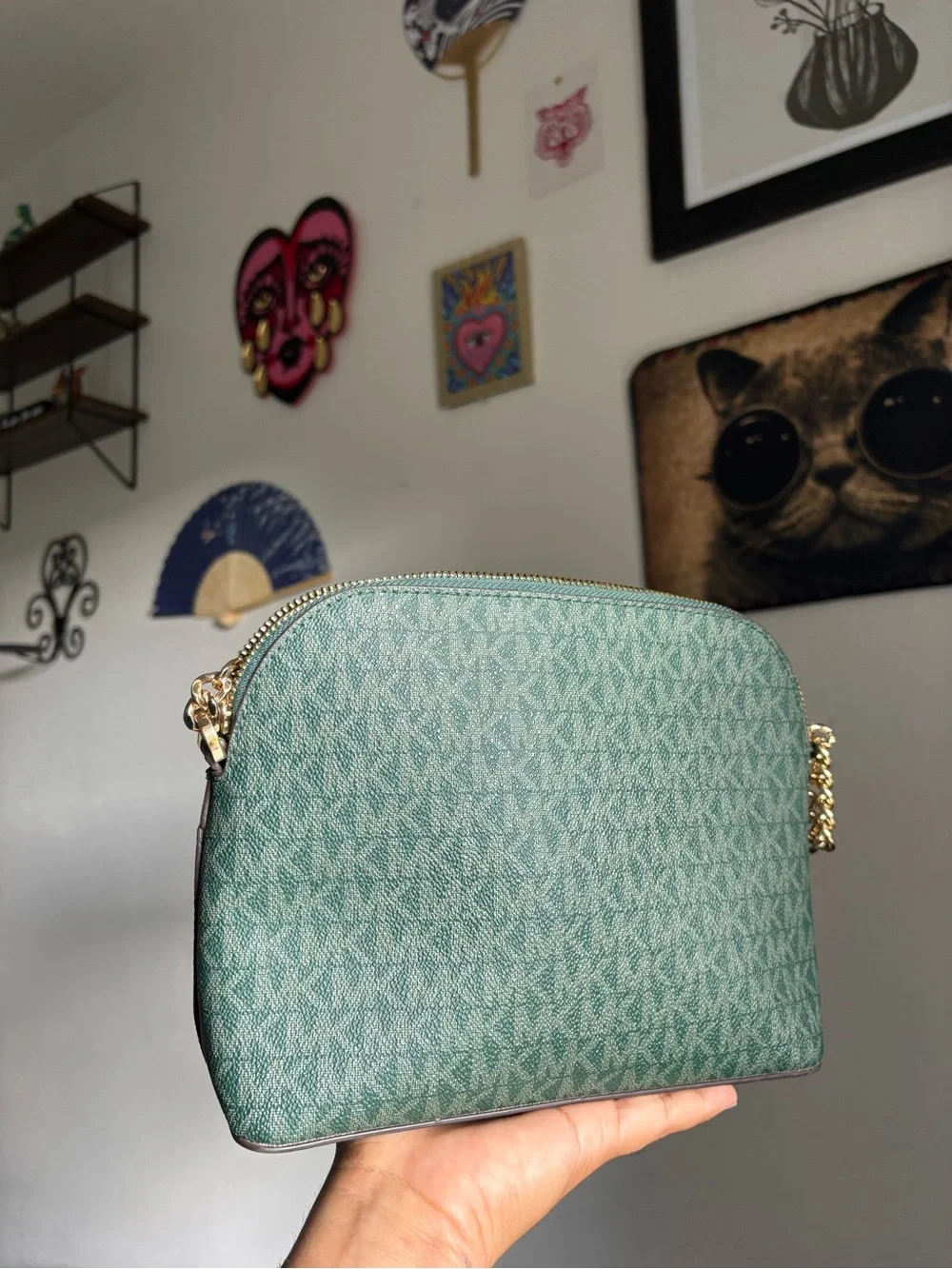 Michael Kors Mint Green Signature Crossbody Bag